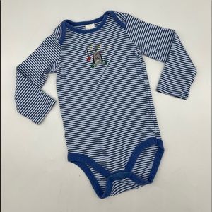 Baby Boden Blue Striped Long Sleeve Onesie - Size 2-3Y